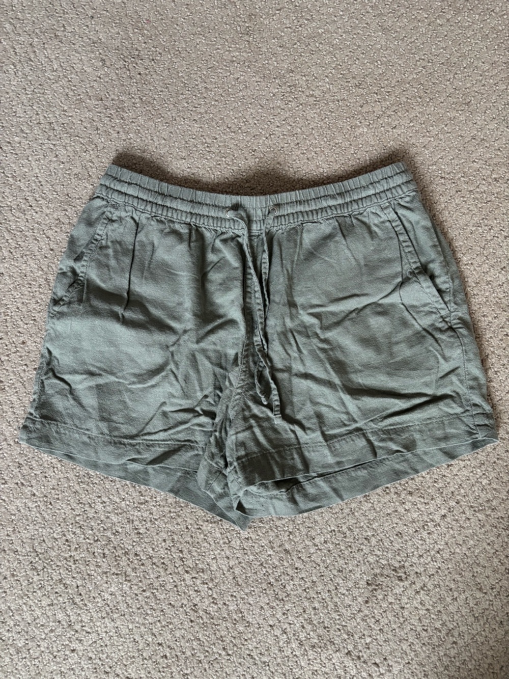 H&M Linen Blend Olive Shorts